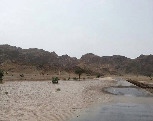 أمطار غزيرة على محافظة “العيص”