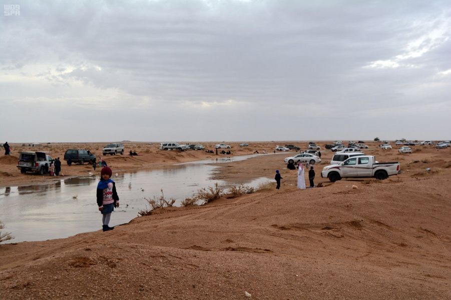 بالصور.. أمطار الرس تجذب الأهالي وهواة الرحلات البرية