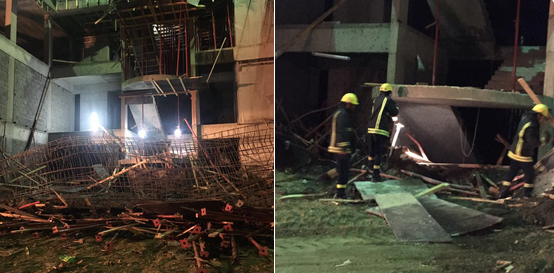 بالصور.. إصابة 7 عمال في انهيار مبنى تحت الإنشاء بتبوك