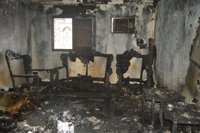 اصابة سودانية وابنها باختناق في حريق بعمارة بحي الهدا بالمدينة 5