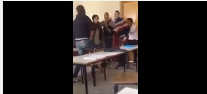 شاهد.. اعتداء الطلاب على المعلمة في #المغرب