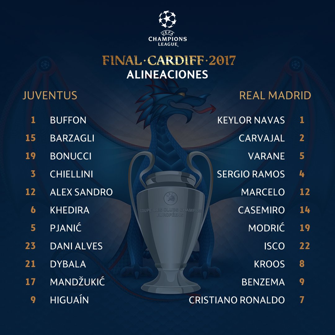 تشكيلة ريال مدريد ويوفنتوس في نهائي دوري أبطال أوروبا