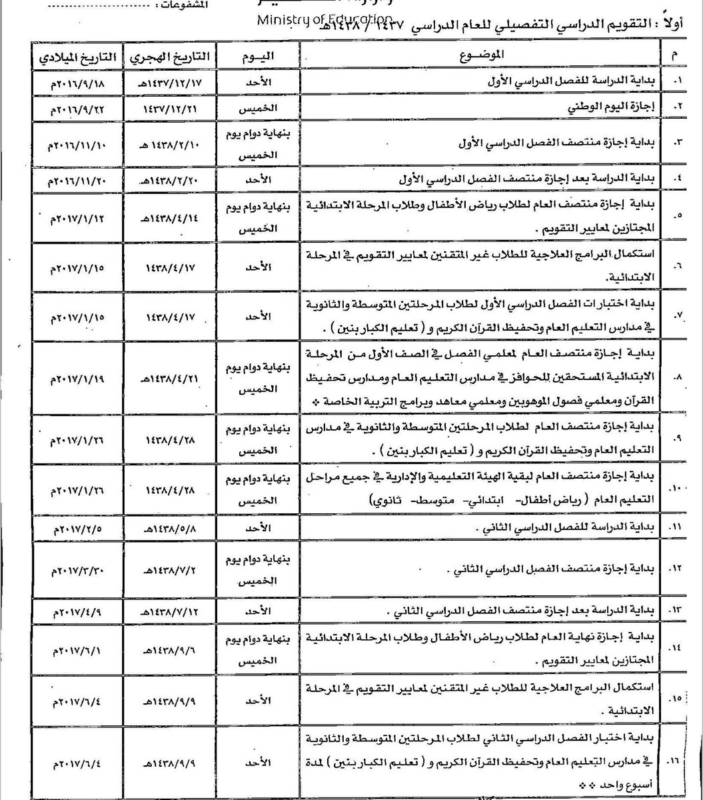 جدول الدراسة لعام 140 caractères