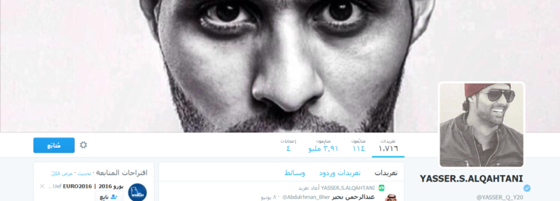الجابر والقحطاني أكثر الرياضيين السعوديين متابعة على تويتر ‫(1)‬ ‫‬