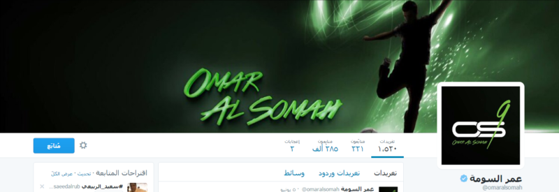 الجابر والقحطاني أكثر الرياضيين السعوديين متابعة على تويتر ‫(93539253)‬ ‫‬