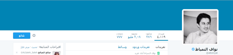 الجابر والقحطاني أكثر الرياضيين السعوديين متابعة على تويتر ‫(93539256)‬ ‫‬
