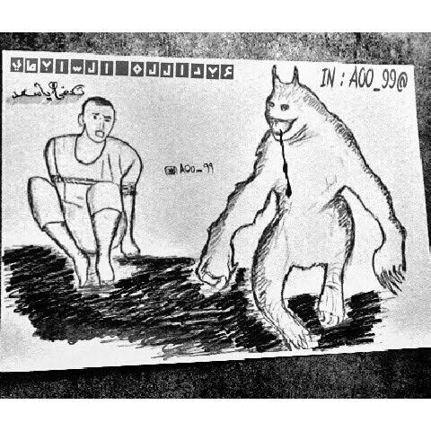 في صورة معبرة.. رسام شاب يوثق حادثة #داعشي_يقتل_ابن_عمه