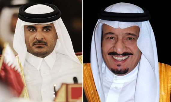 خادم الحرمين يهنئ أمير قطر بذكرى توليه الحكم