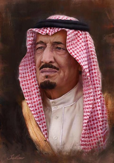 شاهد.. فنان روسي يرسم صورة للملك وولي العهد ومحمد بن سلمان