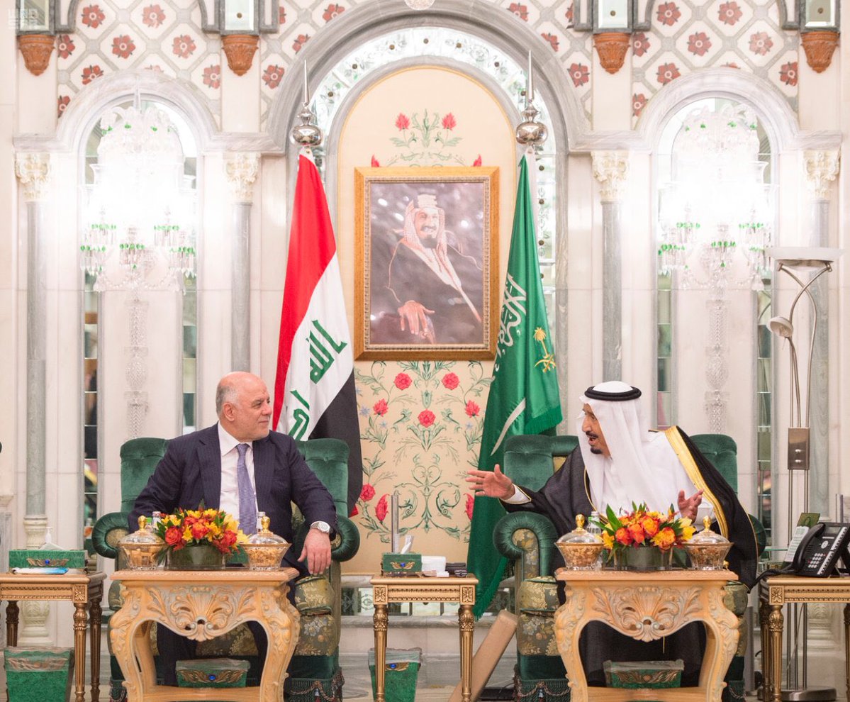 شاهد .. الملك سلمان يستقبل رئيس وزراء العراق