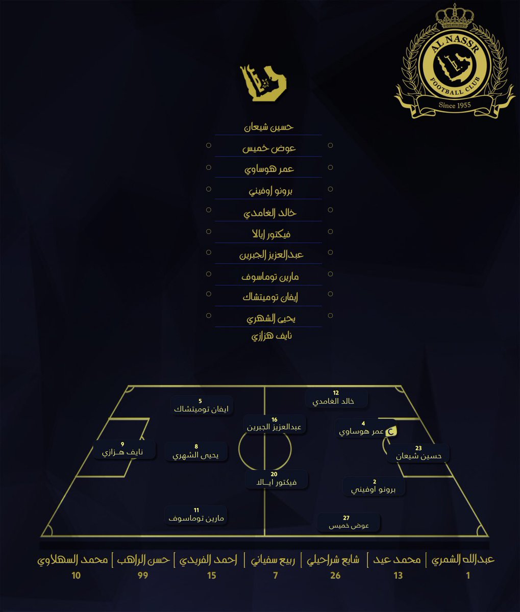 هزازي يقود هجوم النصر في مباراة الأهلي اليوم