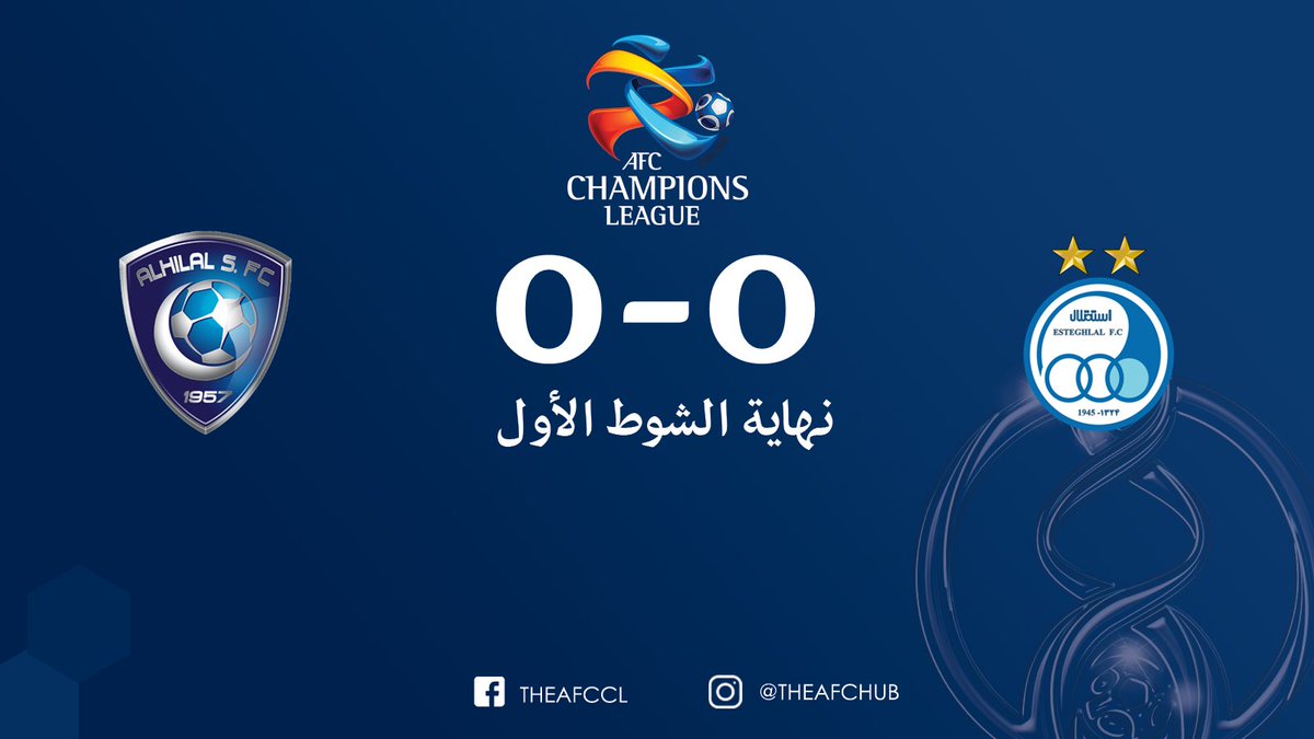 الهلال والاستقلال الإيراني يتعادلان سلبيًا في الشوط الأول