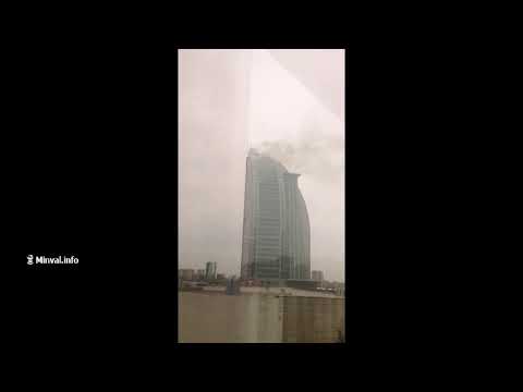 بالفيديو.. حريق يلتهم برج ترامب باكو