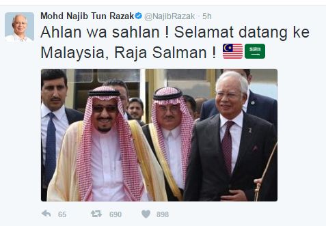تغريدات رئيس وزراء ماليزيا حول زيارة الملك سلمان
