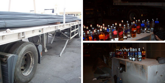 إحباط تهريب أكثر من 300 زجاجة خمر في “صناديق العدة” لشاحنة