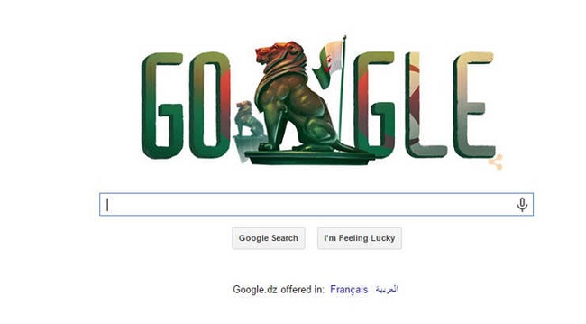جوجل يحتفل مع الجزائريين بعيد استقلالهم ويضع علمهم في صفحة الاستقبال