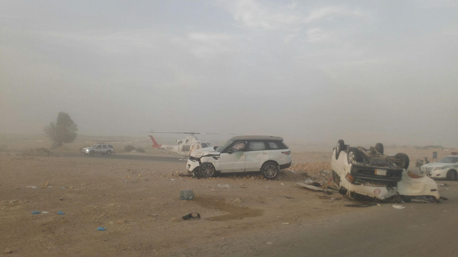 11 إصابة في انقلاب وتصادم على طريق بنبان #الرياض