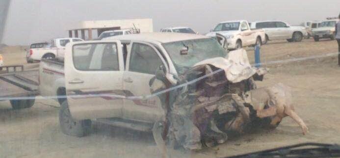 وفاة 4 في حادث تصادم مروع بطريق الحريضة- بحر أبوسكينة
