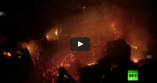 بالفيديو.. حريق هائل في البرازيل يلتهم 120 مبنى!