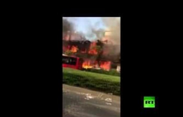 شاهد.. لحظة انفجار مطعم بسبب حريق في الصين