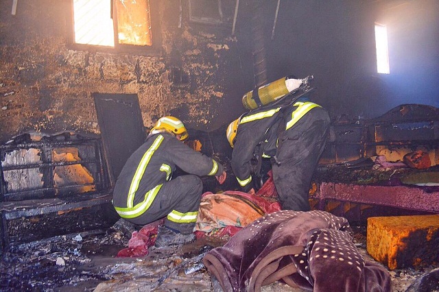 طفلان يلقيان حتفهما في حريق هائل بدويخلة حائل