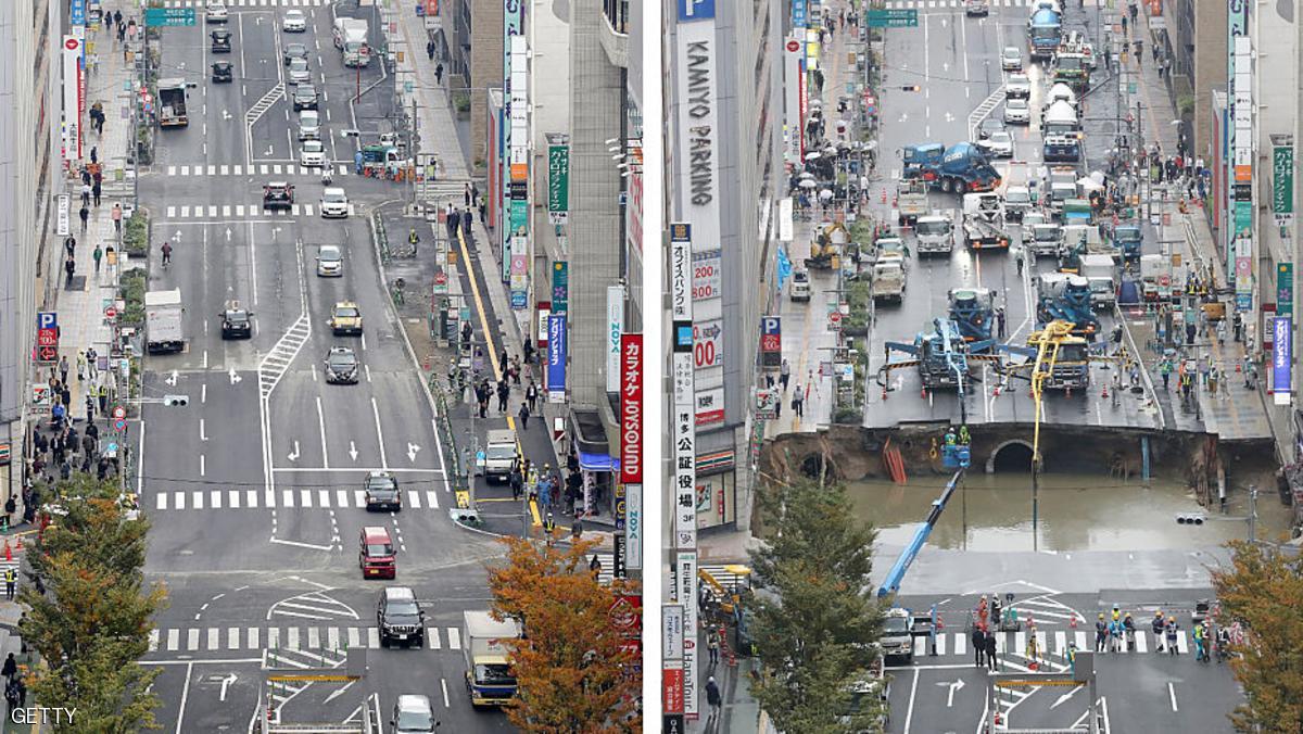 ما سر اختفاء حفرة هائلة الحجم من شوارع اليابان خلال يومين فقط