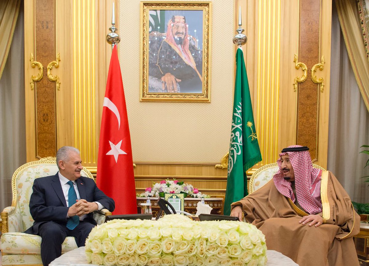 الملك يبحث تعزيز العلاقات الثنائية مع رئيس وزراء تركيا