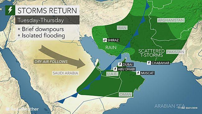 أمطار غزيرة متوقعة تُهدد بفيضان جديد في عمان والإمارات الأسبوع الجاري