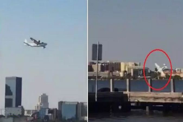 شاهد.. لحظة سقوط طائرة في نهر سوان خلال عرض جوي