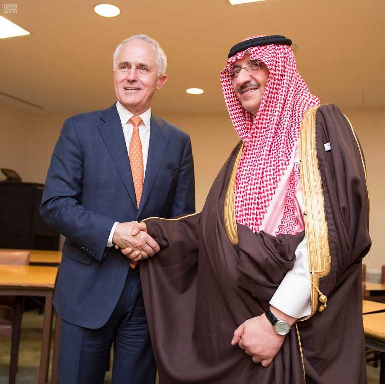 ولي العهد يبحث العلاقات الثنائية مع رئيس وزراء استراليا بنيويورك