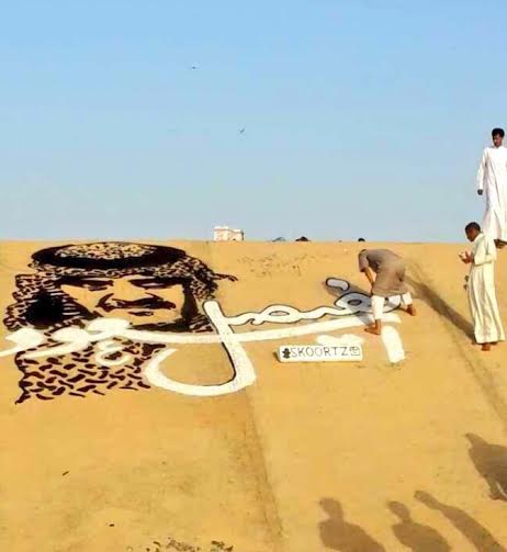 بالصور.. شاب يرسم الأمير #سعود_الفيصل على أحد سدود حفر الباطن