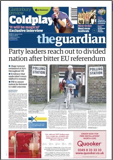 صحف بريطانية بعد نتيجة الاستفتاء ‫(824587134)‬ ‫‬