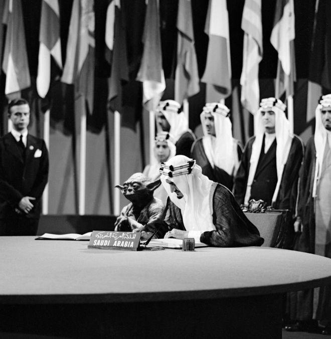 BBC تؤكد حقيقة صورة يودا جوار الملك فيصل خلال توقيع ميثاق الأمم المتحدة