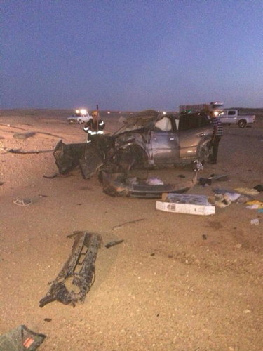 وفاتان و(3) إصابات بحادث على طريق سكاكا_ عرعر