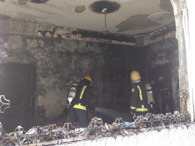بالصور.. إصابة شخصين في حريق بعمارة سكنية بـ #الطائف
