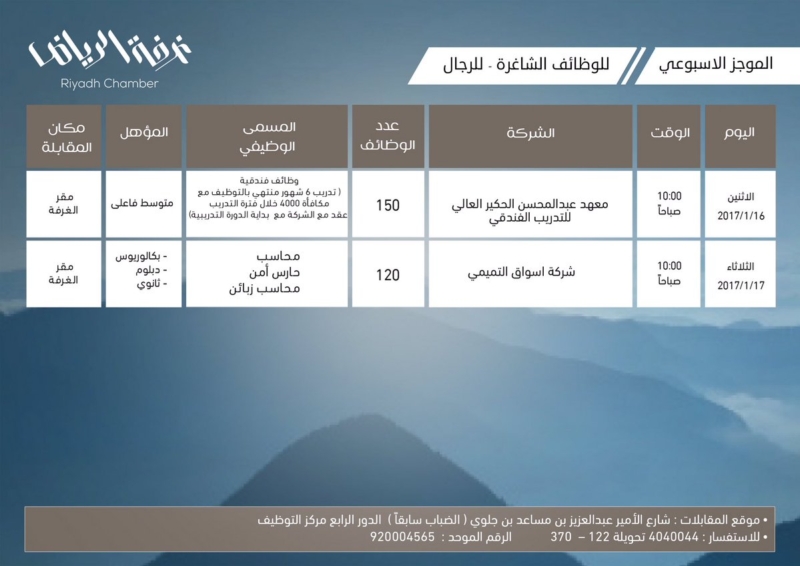 غرفة الرياض 270وظيفة