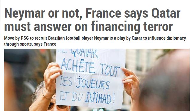 الحكومة الفرنسية تفضح نوايا قطر من وراء صفقة انتقال نيمار لباريس سان جيرمان