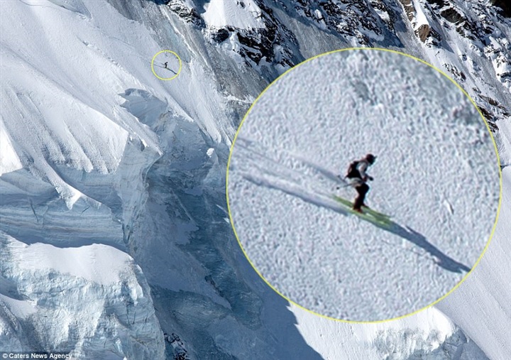 6 صور مثيرة لمتزلج يواجه انهيارًا جليديًّا مرعبًا