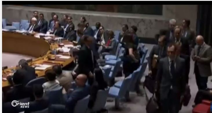 شاهد.. لحظة انسحاب أعضاء مجلس الأمن أثناء كلمة مندوب بشار