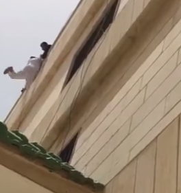 بالفيديو.. كويتي حاول الانتحار فعلق في الهواء