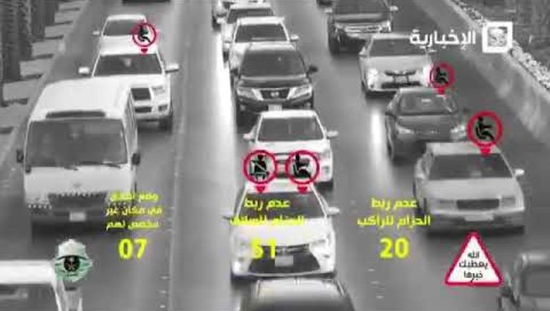 شاهد.. 120 مخالفة عدم ربط حزام الأمان في 5 دقائق!!