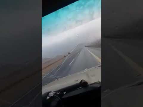 بالفيديو.. مُسنة تقود سيارتها تحت زخات المطر