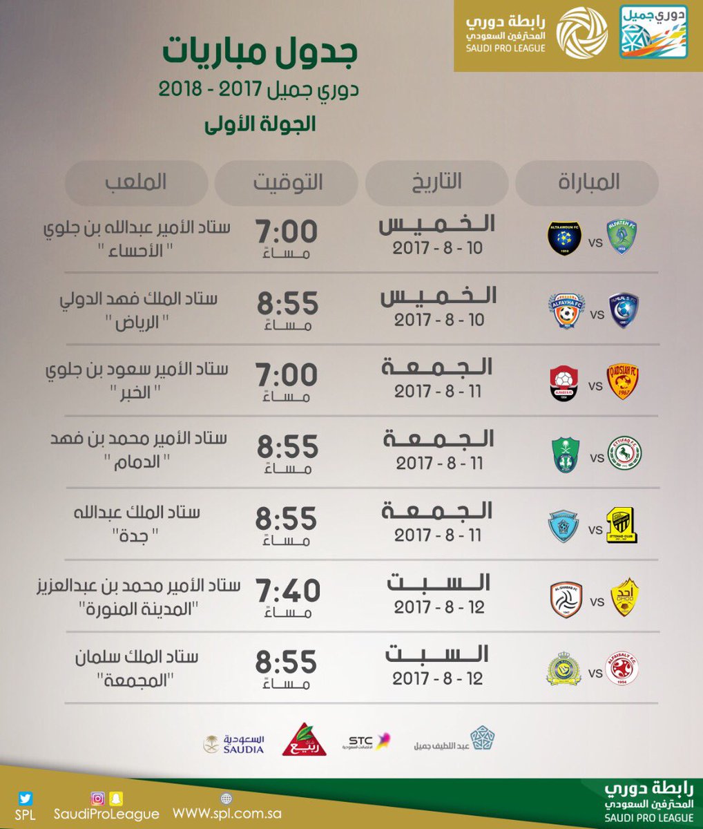 الإعلان عن مواعيد مباريات الدور الأول في دوري جميل