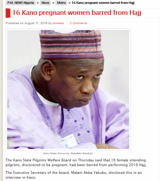 ولاية نيجيرية تحرم 16 امرأة من الحج بسبب حملهن