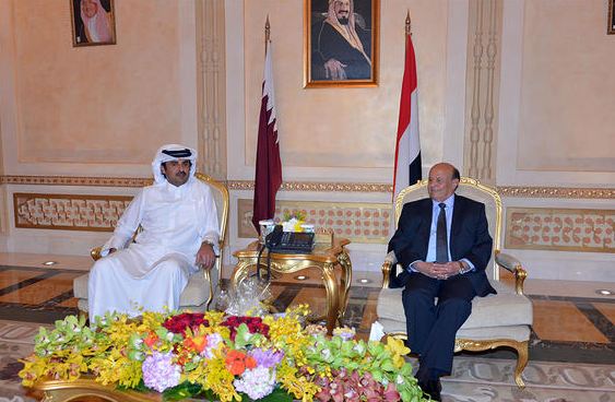 هادي يناقش مع أمير قطر مستجدات الأوضاع في اليمن