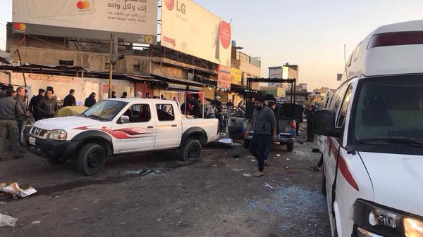 لقطات للتفجير الانتحاري وسط بغداد