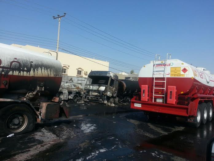 تضرر 4 صهاريج وقود في حريق داخل حوش بـ #جدة