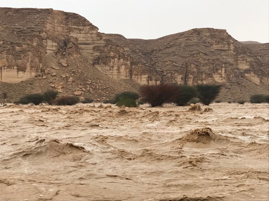 لأول مرة منذ سنوات.. جريان وادي مطعم بسبب مطر الرياض