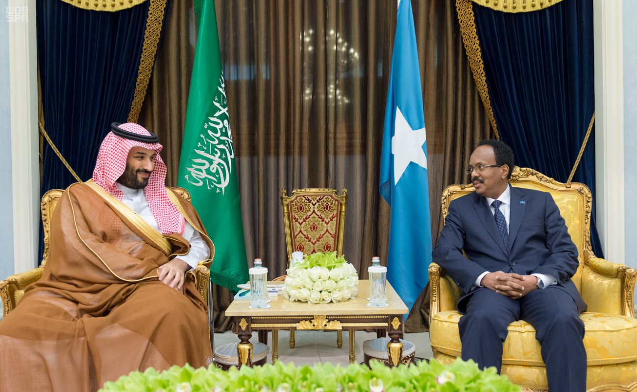 ولي العهد يبحث التعاون الثنائي مع رئيس الصومال