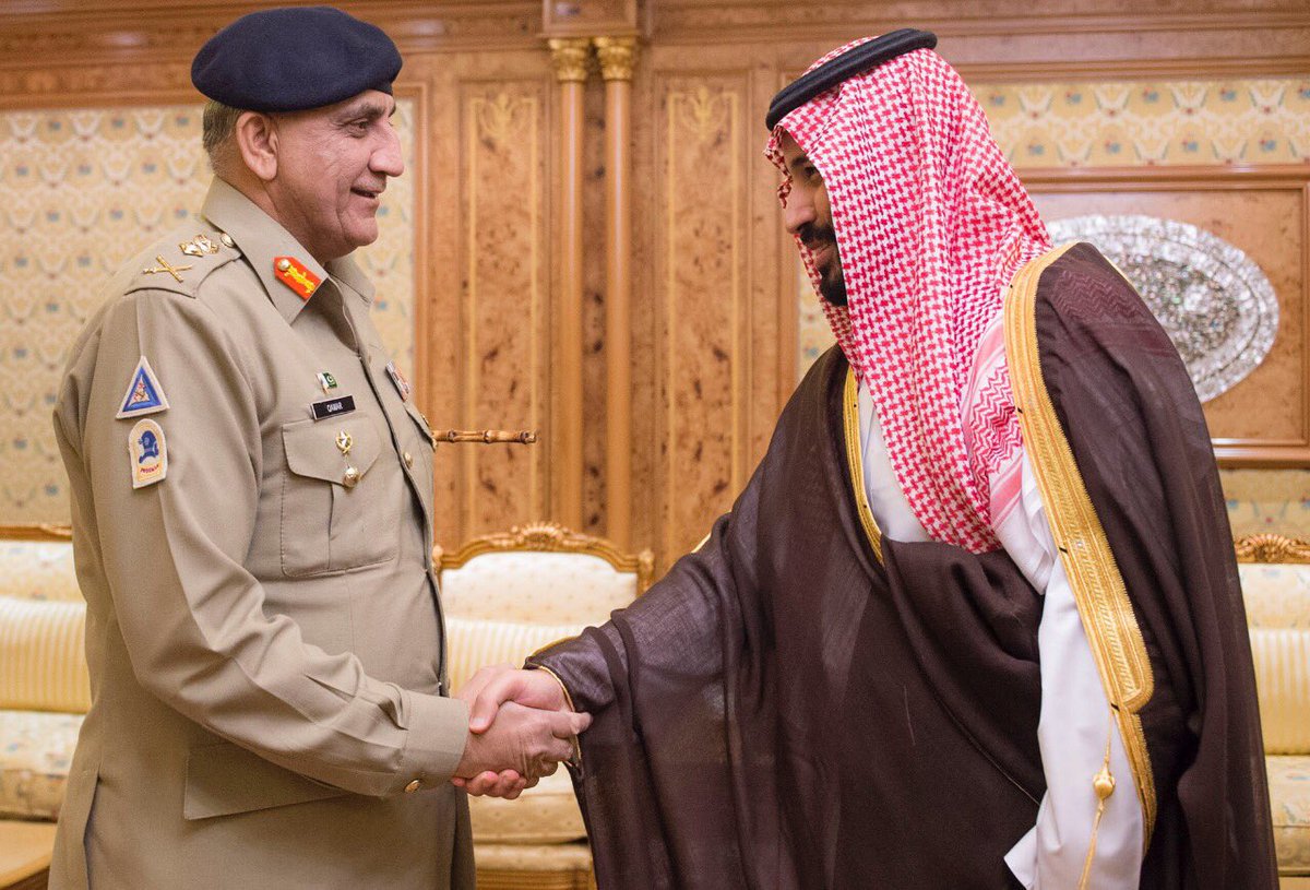 ولي العهد يستعرض التعاون العسكري مع قائد الجيش الباكستاني